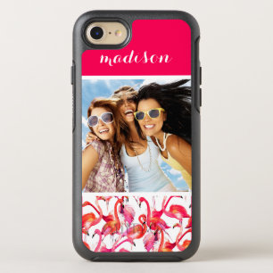 Watercolor Flamingos   Add Your Photo & Name OtterBox Symmetry iPhone 8/7 Case