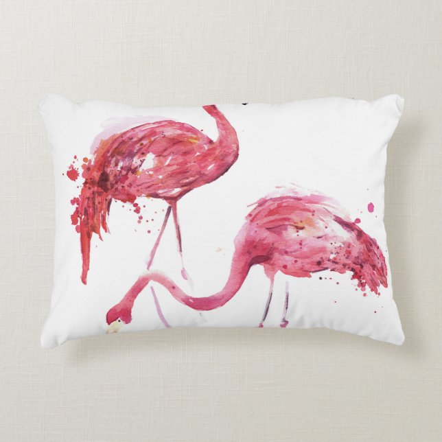 Watercolor Flamingos, Elegant Design. Accent Pillow (Front)