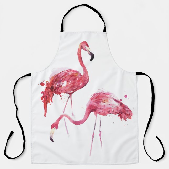 Watercolor Flamingos, Elegant Design. Apron (Front)