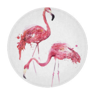 Watercolor Flamingos, Elegant Design. Cutting Board