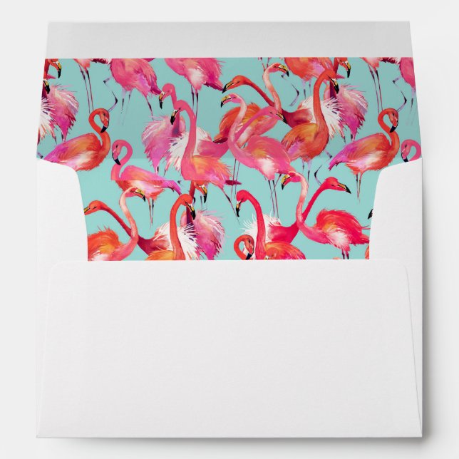 Watercolor Flamingos Gathered Envelopes (Back (Bottom))