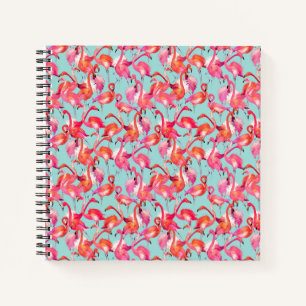 Watercolor Flamingos Gathered Notebook