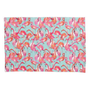 Watercolor Flamingos Gathered Pillowcase