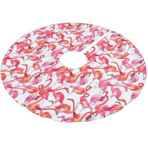 Watercolor Flamingos In Watercolors Brushed Polyester Tree Skirt