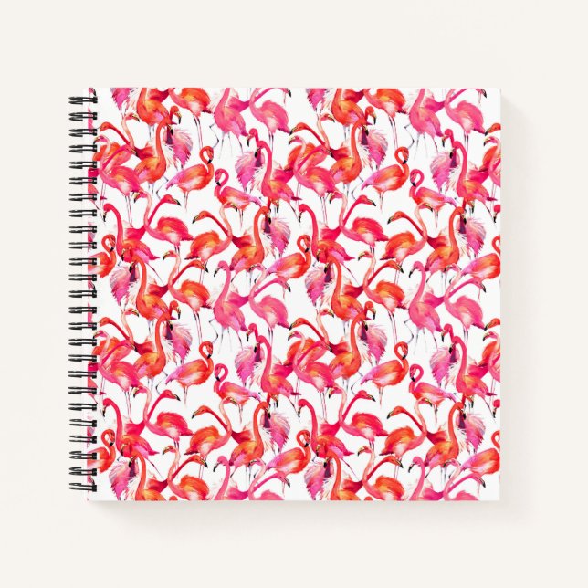 Watercolor Flamingos In Watercolors Notebook (Front)