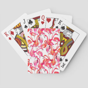 Watercolor Flamingos In Watercolors Playing Cards