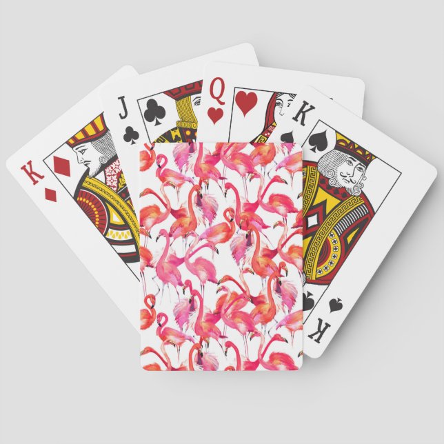 Watercolor Flamingos In Watercolors Playing Cards (Back)