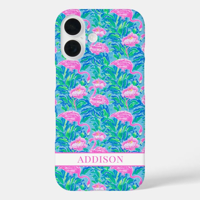Watercolor Flamingos Monogrammed Case-Mate iPhone Case (Back)