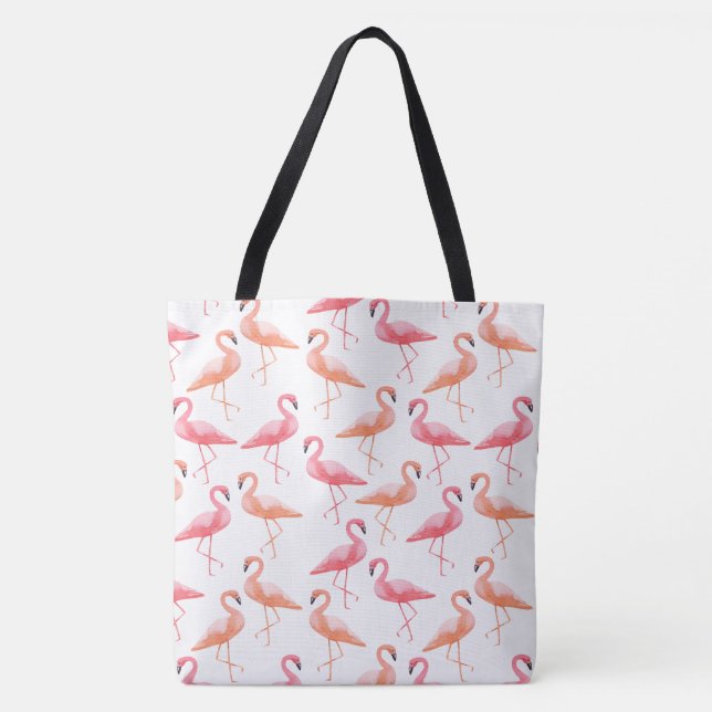 Watercolor Flamingos Tote Bag (Front)