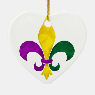 watercolor fleur de lis ceramic ornament
