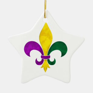 watercolor fleur de lis ceramic ornament