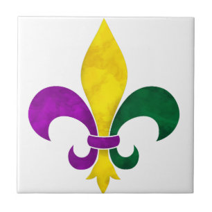 watercolor fleur de lis tile
