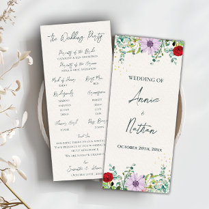 Watercolor Fleur sauvage Floral Wedding Programme