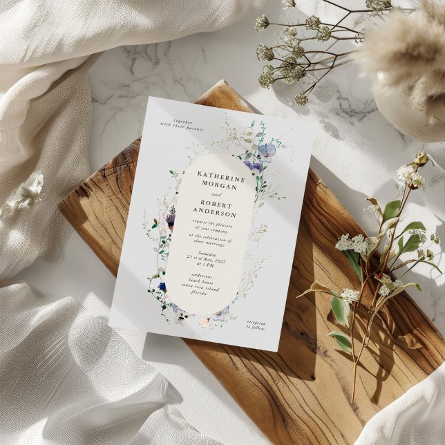 Watercolor Fleurs sauvages Élégante invitation de  (Créateur téléchargé)