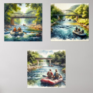 Watercolor Float Trip / Rafting Print Set