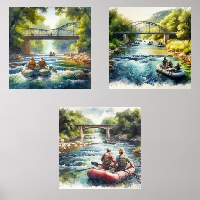 Watercolor Float Trip / Rafting Print Set (Front)