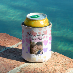 Watercolor Floating Hearts (Customizable) Can Cooler