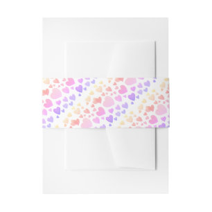 Watercolor Floating Hearts (Customizable) Invitation Belly Band