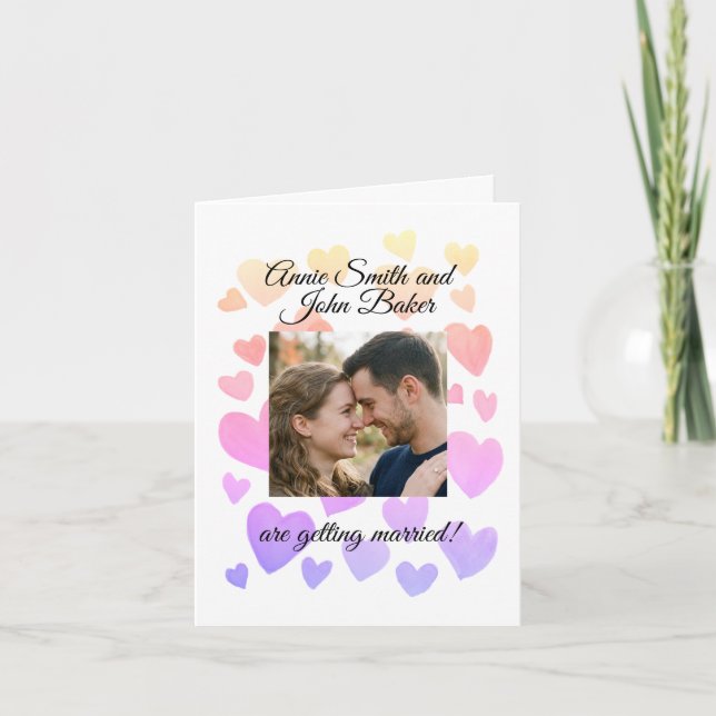 Watercolor Floating Hearts Wedding Invitation (Front)