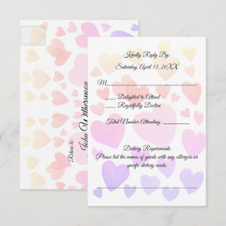 Watercolor Floating Hearts Wedding Response Card