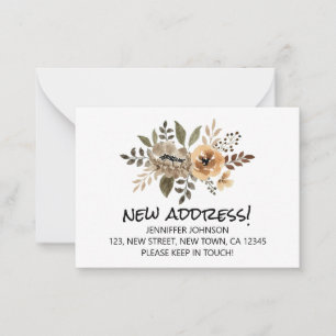 Watercolor Flora Nouvelle carte Faire-part d'adres