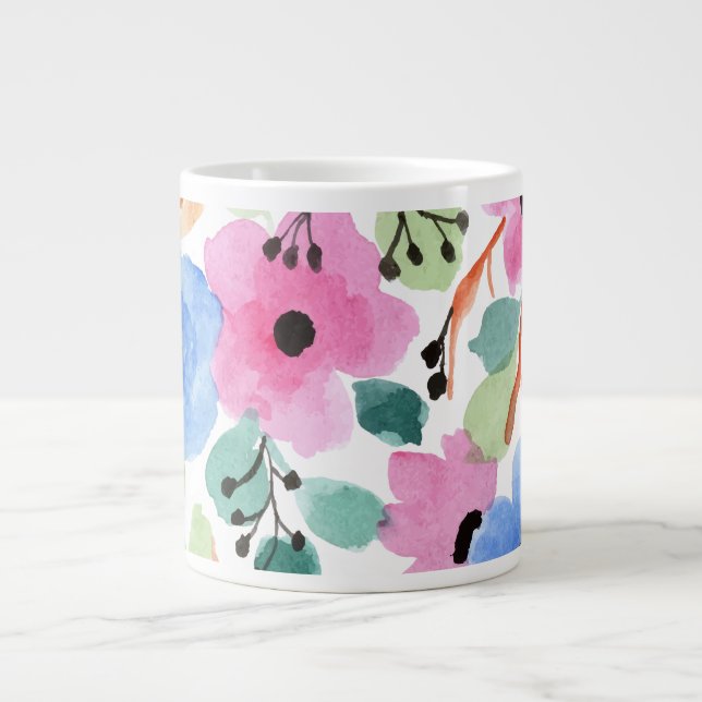 Watercolor Floral-1 Large Coffee Mug (Front)