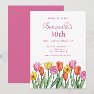 Watercolor Floral 30th Birthday invitations