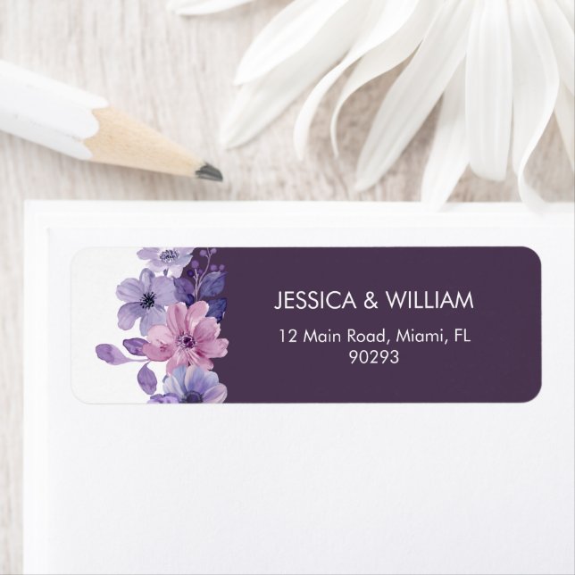 Watercolor Floral Address Label (En situation)