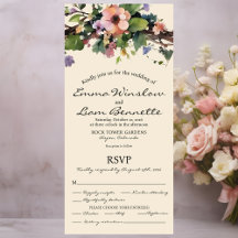 Watercolor floral, All in One Wedding Invite.