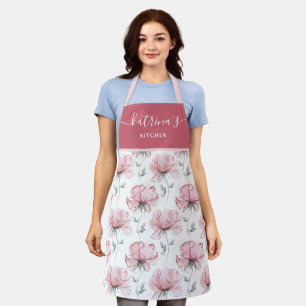 Watercolor Floral All-Over Print Apron