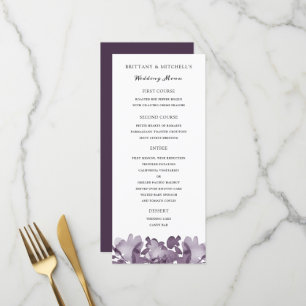 Watercolor Floral Améthyst Menu Mariage