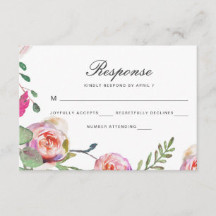 Watercolor Floral and Dots Wedding Rsvp Card