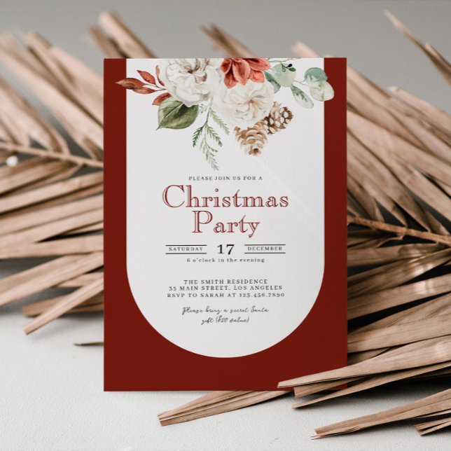 Watercolor Floral Arch Christmas Party Invitation (Creator Uploaded)