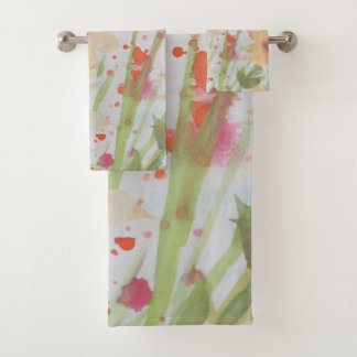 Watercolor Floral Art Bath Towel Set
