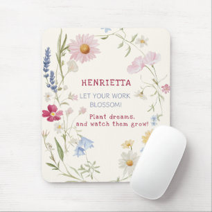 Watercolor Floral Art Motivational Name Mousepad