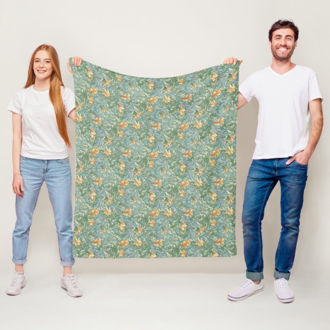 Watercolor Floral Art Nouveau Wallpaper Design Fleece Blanket (In Situ)