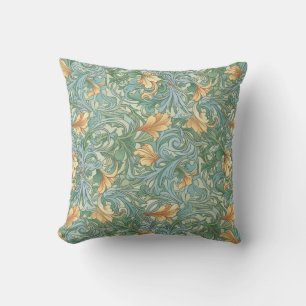 Watercolor Floral Art Nouveau Wallpaper Design Throw Pillow