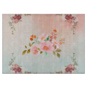 Watercolor Floral Artwork, Flourishing Flowers Cutting Board