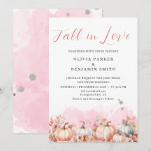 Watercolor Floral Autumn Pink Pumpkin Fall Wedding
