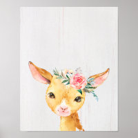 Watercolor Floral Baby Goat