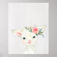 Watercolor Floral Baby Lamb
