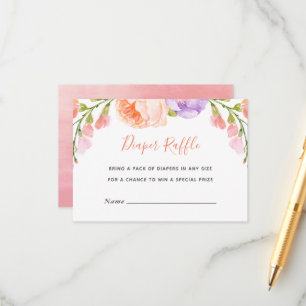 Watercolor Floral Baby Shower Diaper Raffle Card