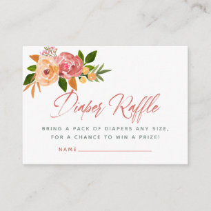 Watercolor floral Baby Shower Diaper Raffle Enclosure Card