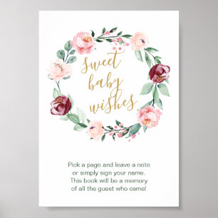 Watercolor Floral Baby shower Guest Book Sign