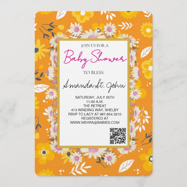 Watercolor Floral Baby Shower Invitation (Front)
