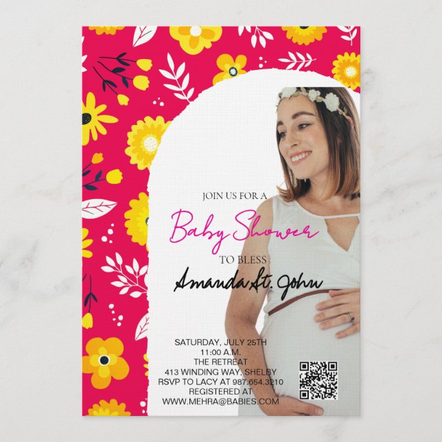 Watercolor Floral Baby Shower Invitation (Front)