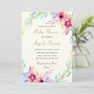 Watercolor Floral Baby Shower Invitation Example