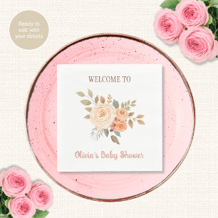 Watercolor Floral Baby Shower Napkins