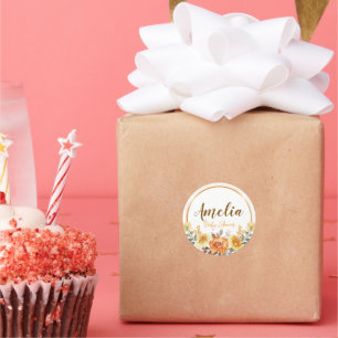 Watercolor Floral Baby Shower Stickers