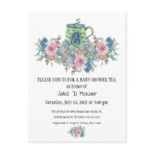 Watercolor Floral Baby Tea Party Invitation